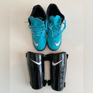 Nike Indoor Soccer Cleats and Shin Guards
